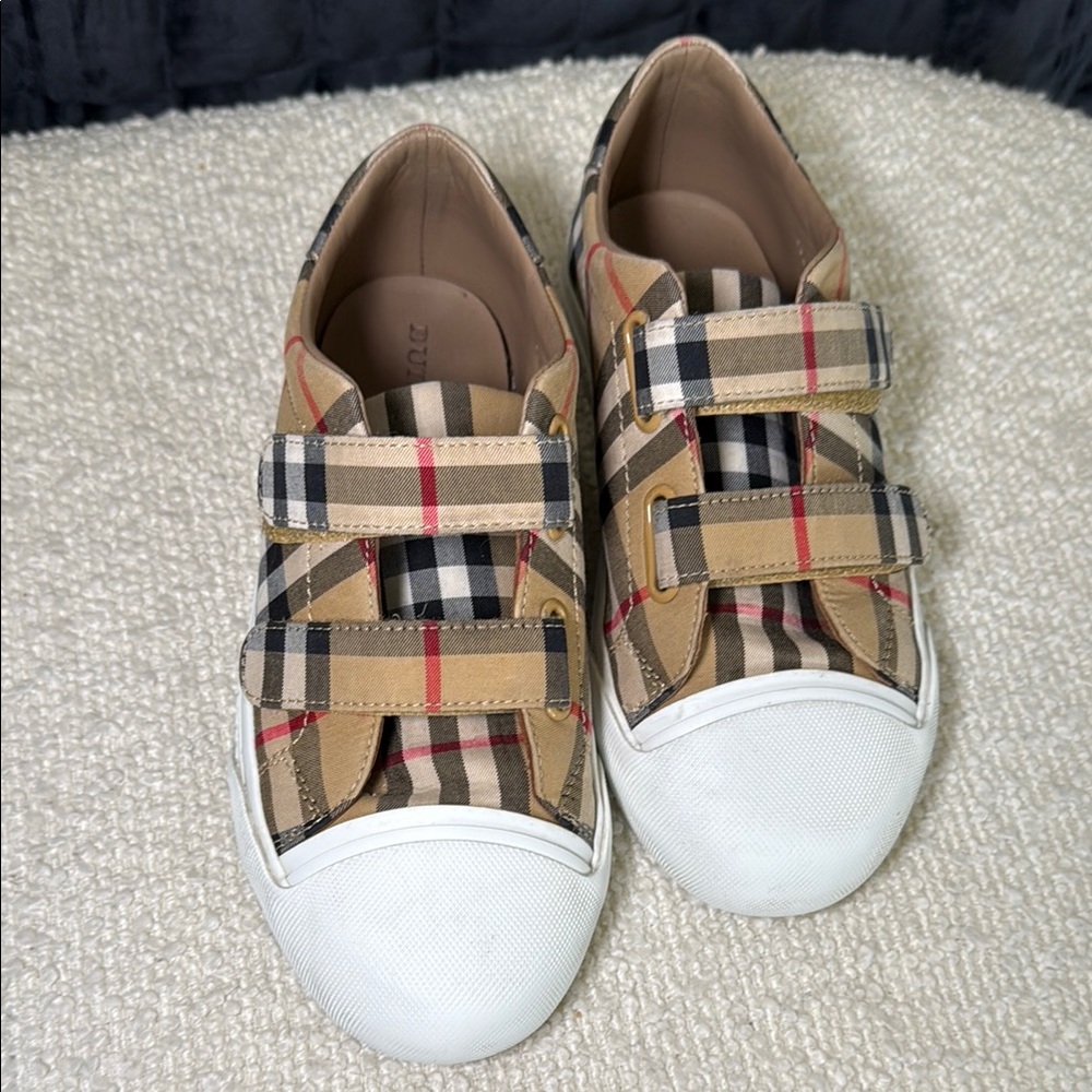 Burberry Kids' Tan Plaid Sneakers
